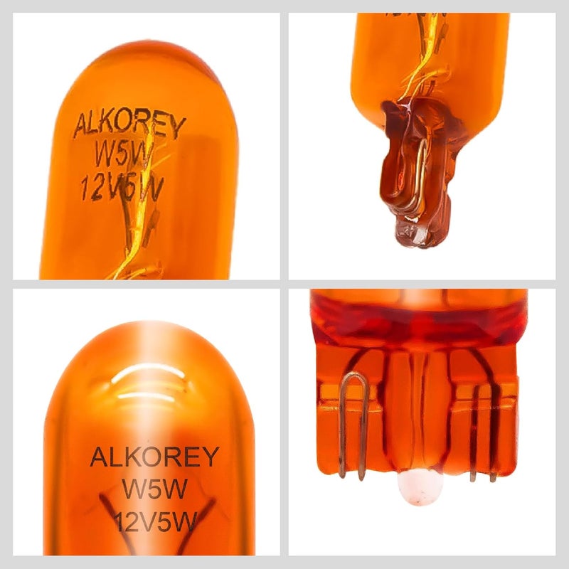 ALKOREY -WY5W 194NA T10 12V 5W لمبات إشارة الانعطاف للسيارات، 2100K مصابيح كهرمانية طبيعية، ضوء لوحة الترخيص، علامة جانبية، ضوء داخلي للسيارة، عبوة 2 - Image 5